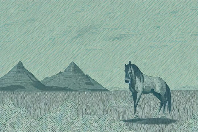 A cleveland bay horse in a south african landscape