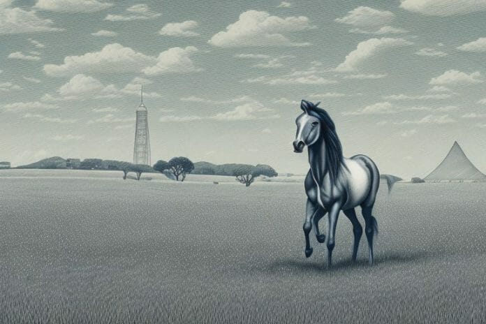 A cleveland bay horse in a field in ladysmith