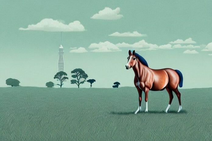 A cleveland bay horse standing in a field in pinetown
