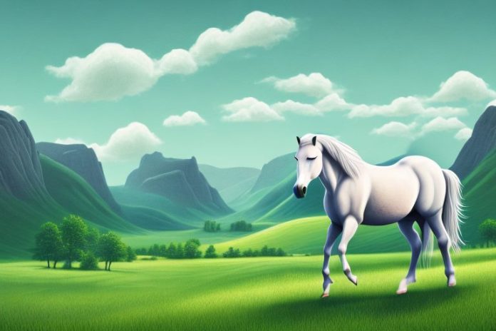 A fjord horse in a rural landscape