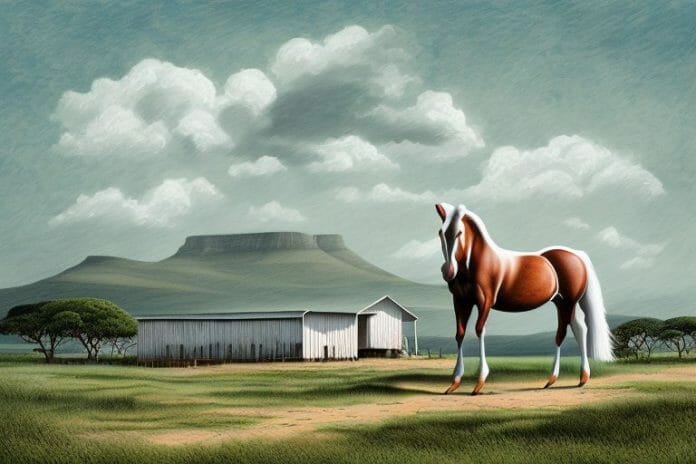 A cleveland bay horse in a rural setting in eastern cape