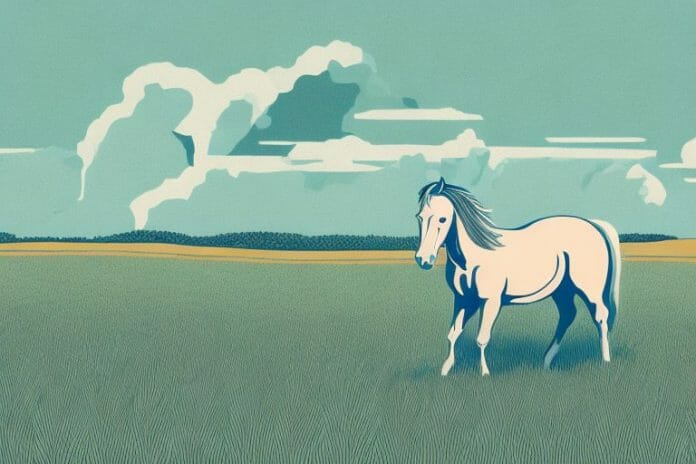 A cleveland bay horse in a field in jeffreys bay
