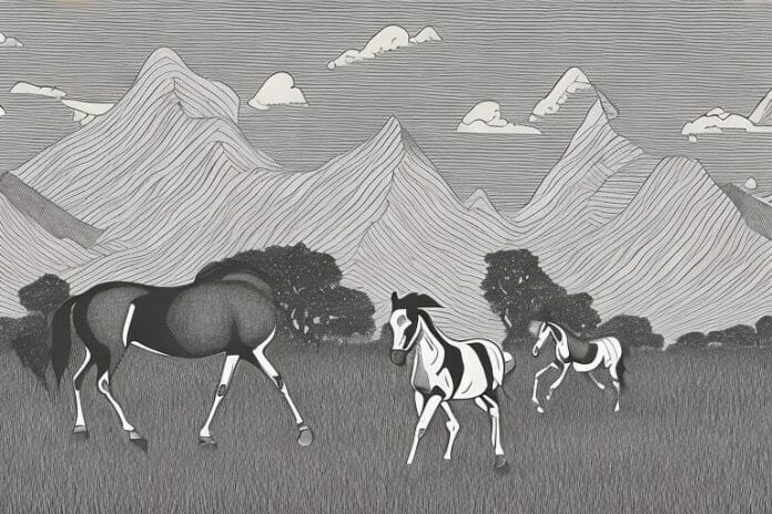 A cleveland bay horse in a rural south african landscape