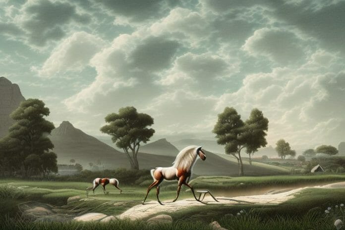 A cleveland bay horse in a rural landscape in east rand