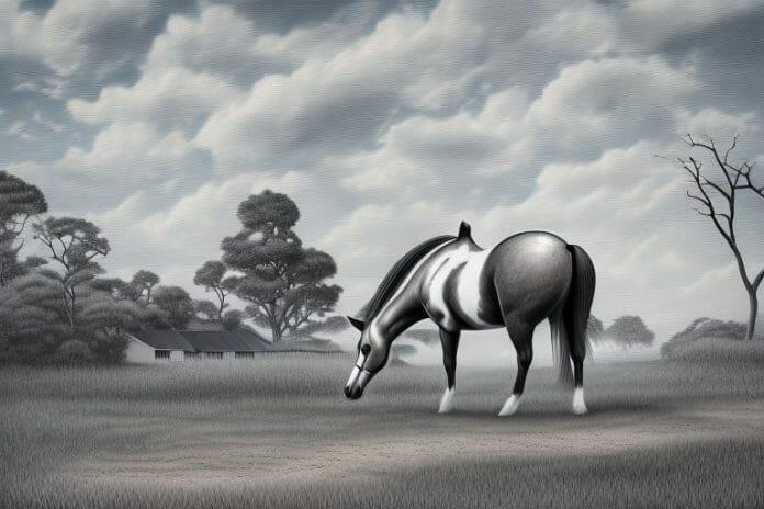 A cleveland bay horse in a rural setting in south africa