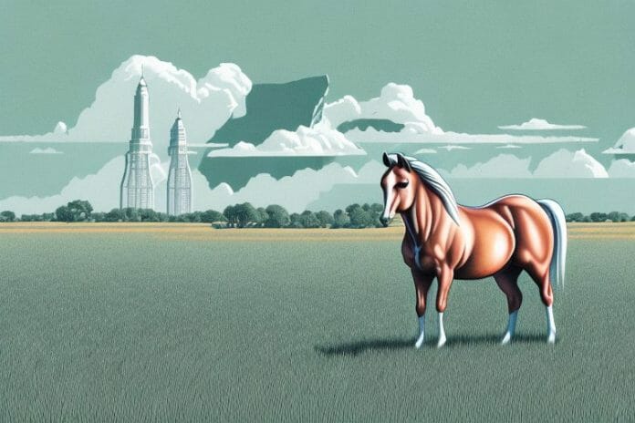 A cleveland bay horse in a field in polokwane