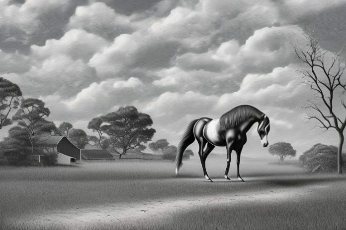 A cleveland bay horse in a rural setting in bela-bela
