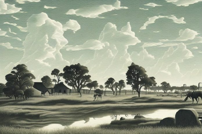 A cleveland bay horse in a rural landscape in upington