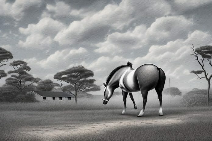A cleveland bay horse in a rural setting in kathu