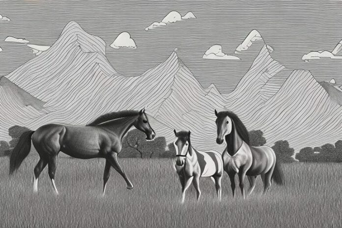 A cleveland bay horse in a rural south african landscape