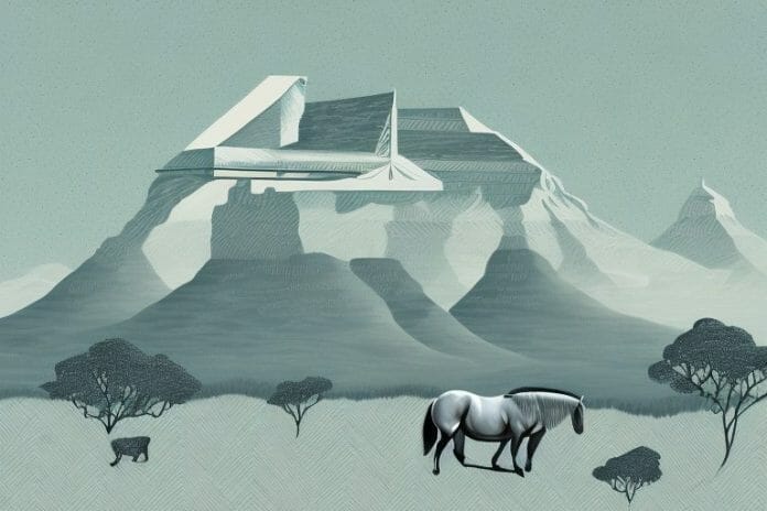A cleveland bay horse in a south african landscape