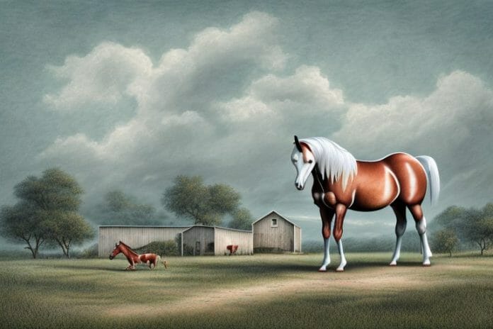 A cleveland bay horse in a rural setting in prieska