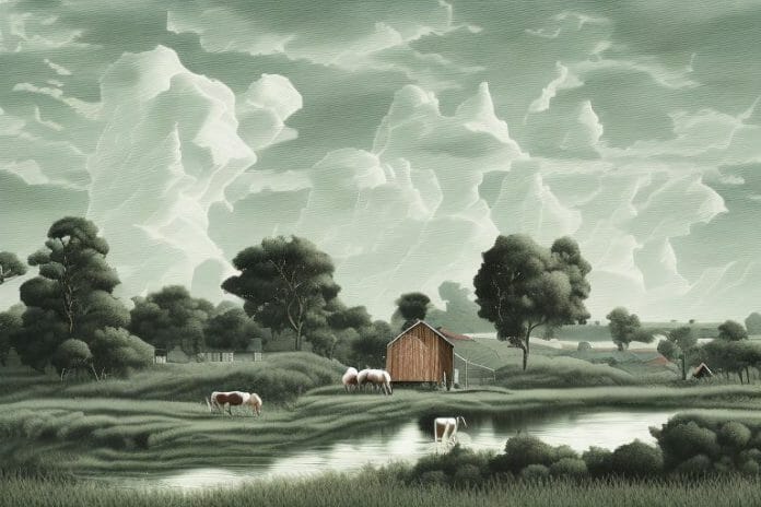 A cleveland bay horse in a rural landscape in potchefstroom