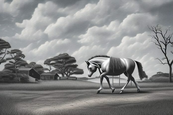 A cleveland bay horse in a rural setting in brits