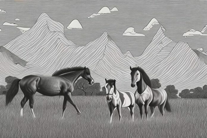 A cleveland bay horse in a rural south african landscape