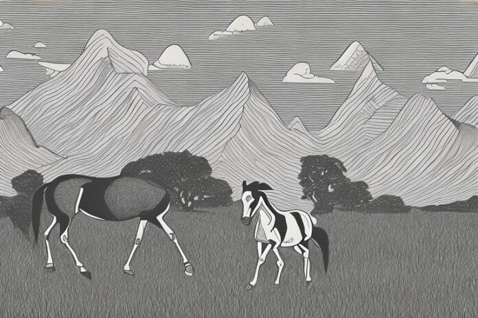 A cleveland bay horse in a rural south african landscape