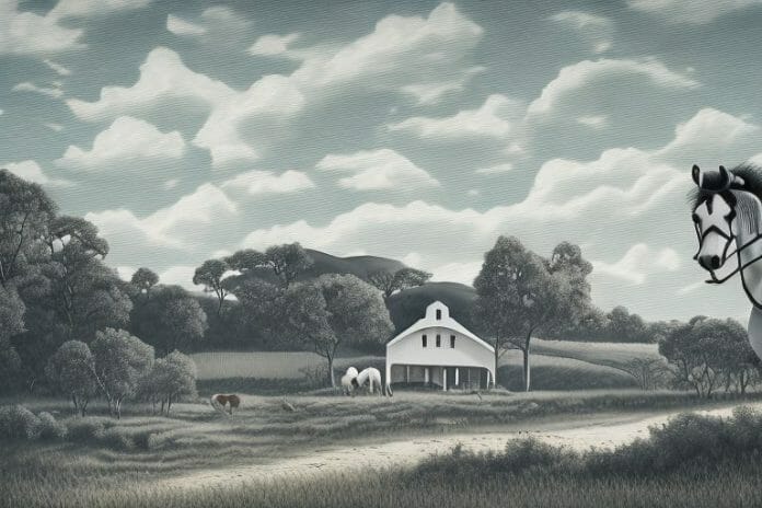 A cleveland bay horse in a rural setting in stellenbosch