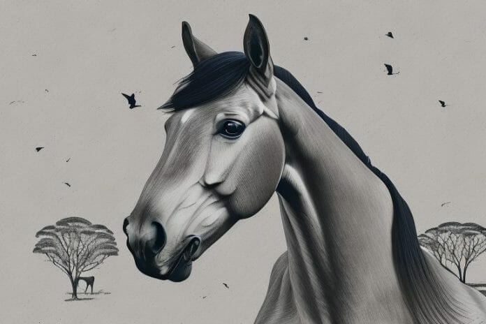 A trakehner horse in a rural setting in newcastle