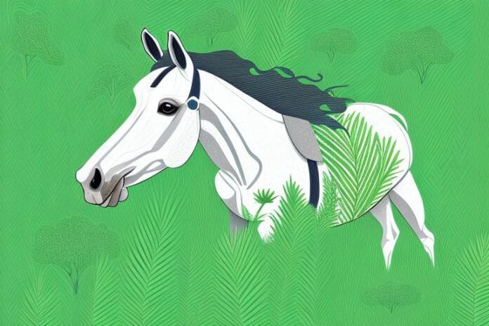 A trakehner horse in a lush