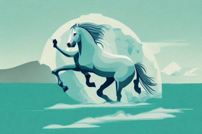 A majestic fjord horse in a scenic landscape of mossel bay