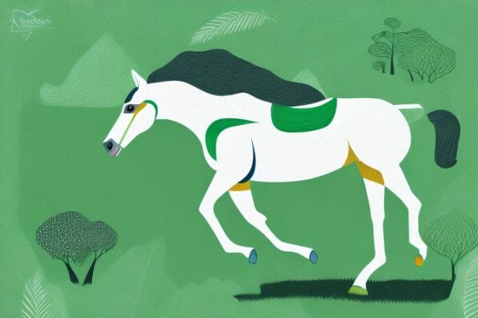 A trakehner horse in a lush