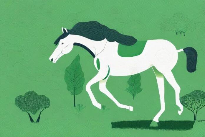 A trakehner horse in a lush