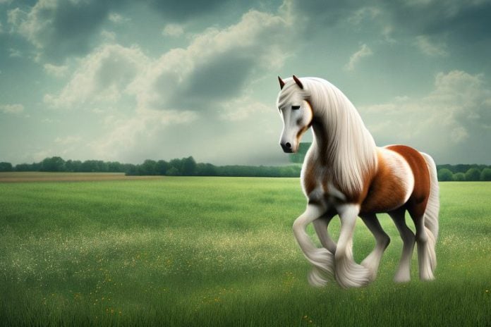 An american belgian draft horse in a rural setting
