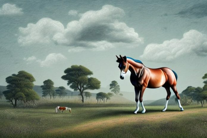 A trakehner horse in a rural landscape in krugersdorp