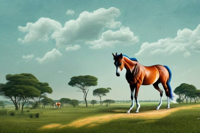 A trakehner horse in a rural landscape in thohoyandou