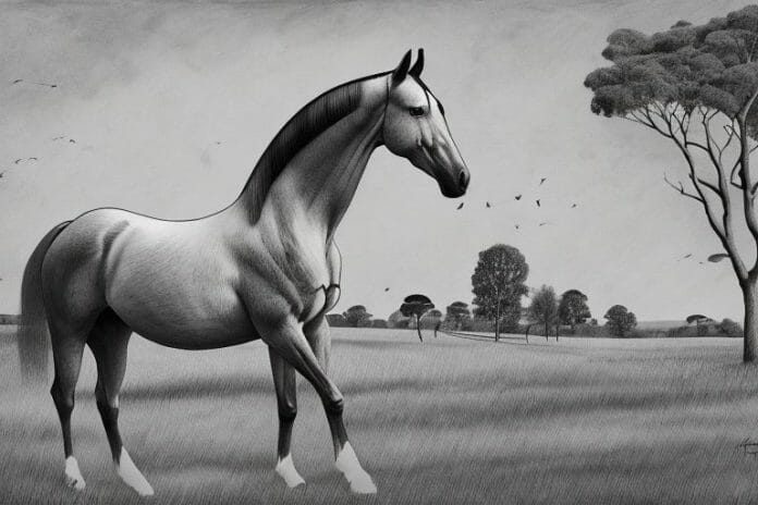 A trakehner horse in a rural setting in louis trichardt