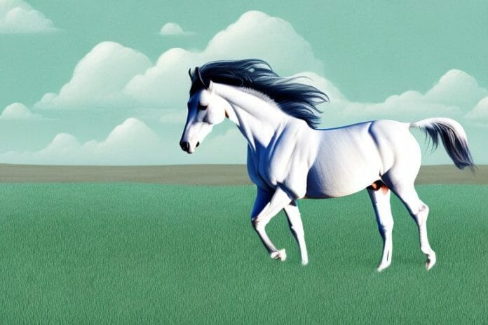 A trakehner horse in a field in white river