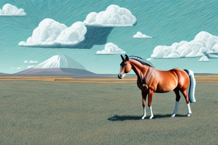 A trakehner horse in a rural setting in the northern cape