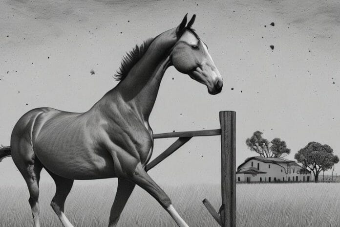 A trakehner horse in a rural setting in upington
