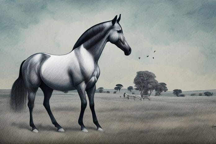 A trakehner horse in a rural setting in south africa