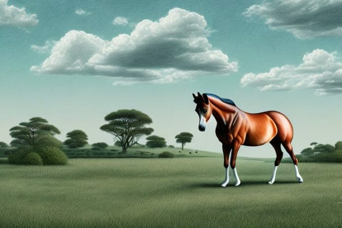A trakehner horse in a rural landscape in mafikeng