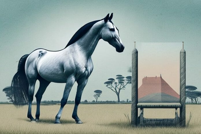 A trakehner horse in a rural setting in stilfontein