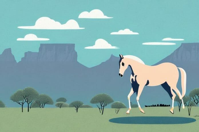 A trakehner horse in a scenic landscape in cape town