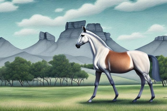 A trakehner horse in a rural setting in stellenbosch