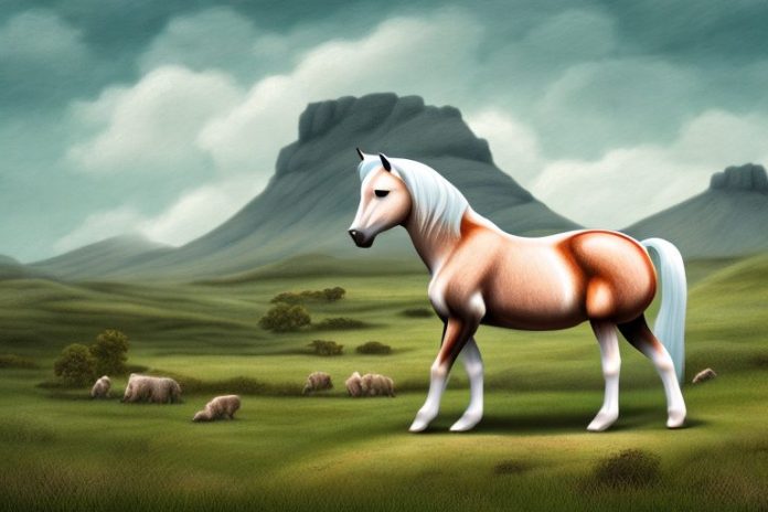 A connemara pony horse in a rural landscape in kwa zulu natal