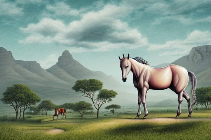 A kathiawari horse in a rural landscape in westville