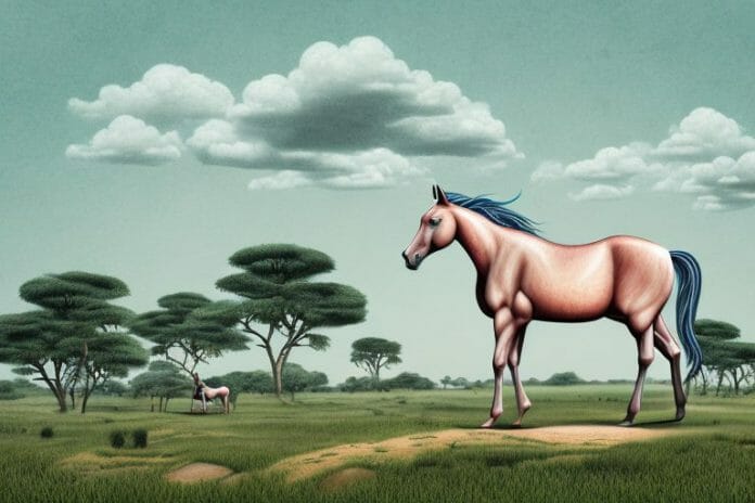 A kathiawari horse in a rural landscape in east london
