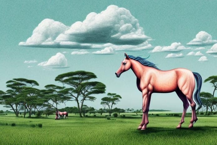 A kathiawari horse in a rural landscape in uitenhage