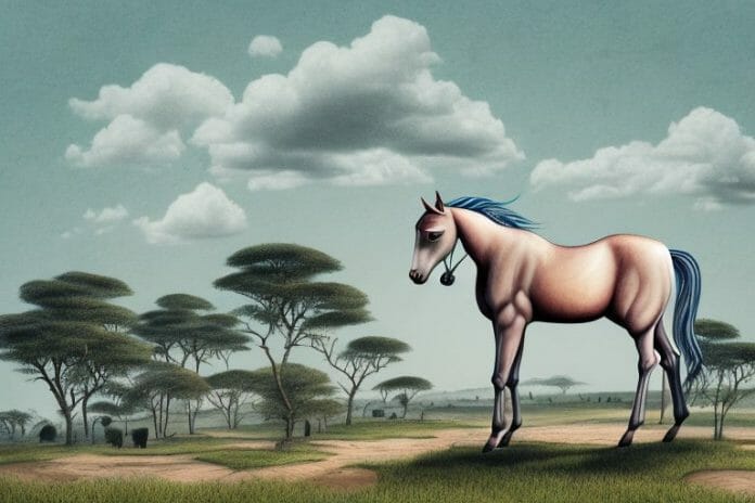 A kathiawari horse in a rural landscape in port alfred
