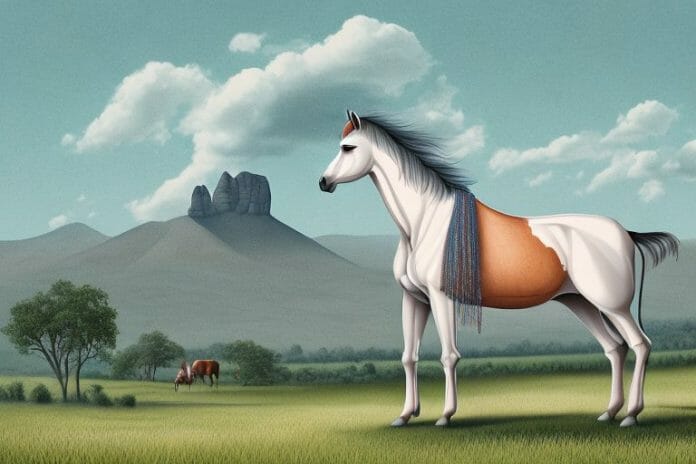 A kathiawari horse in a rural setting in virginia