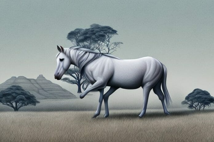 A kathiawari horse in a rural south african landscape