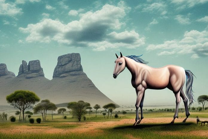 A kathiawari horse in a rural landscape in bethlehem