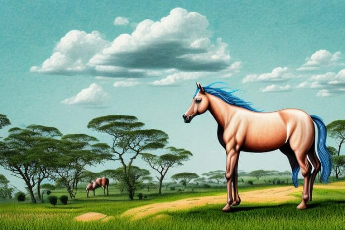A kathiawari horse in a rural landscape in greater pretoria