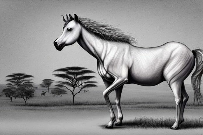 A kathiawari horse in a rural setting in mokopane