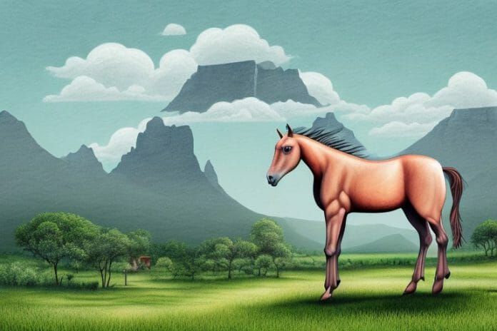 A kathiawari horse in a rural landscape in tzaneen
