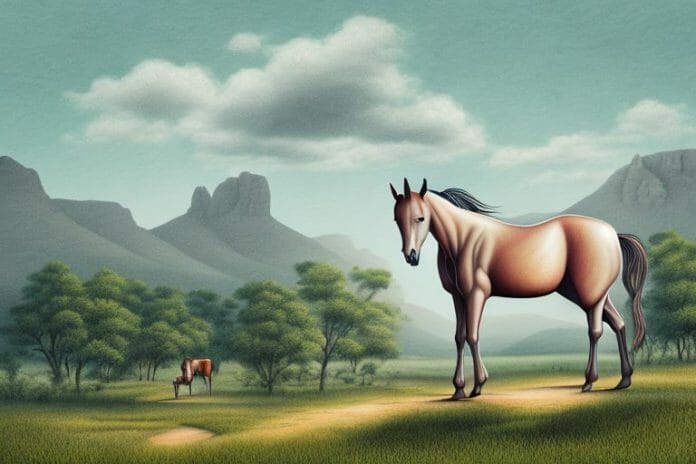 A kathiawari horse in a rural landscape in louis trichardt